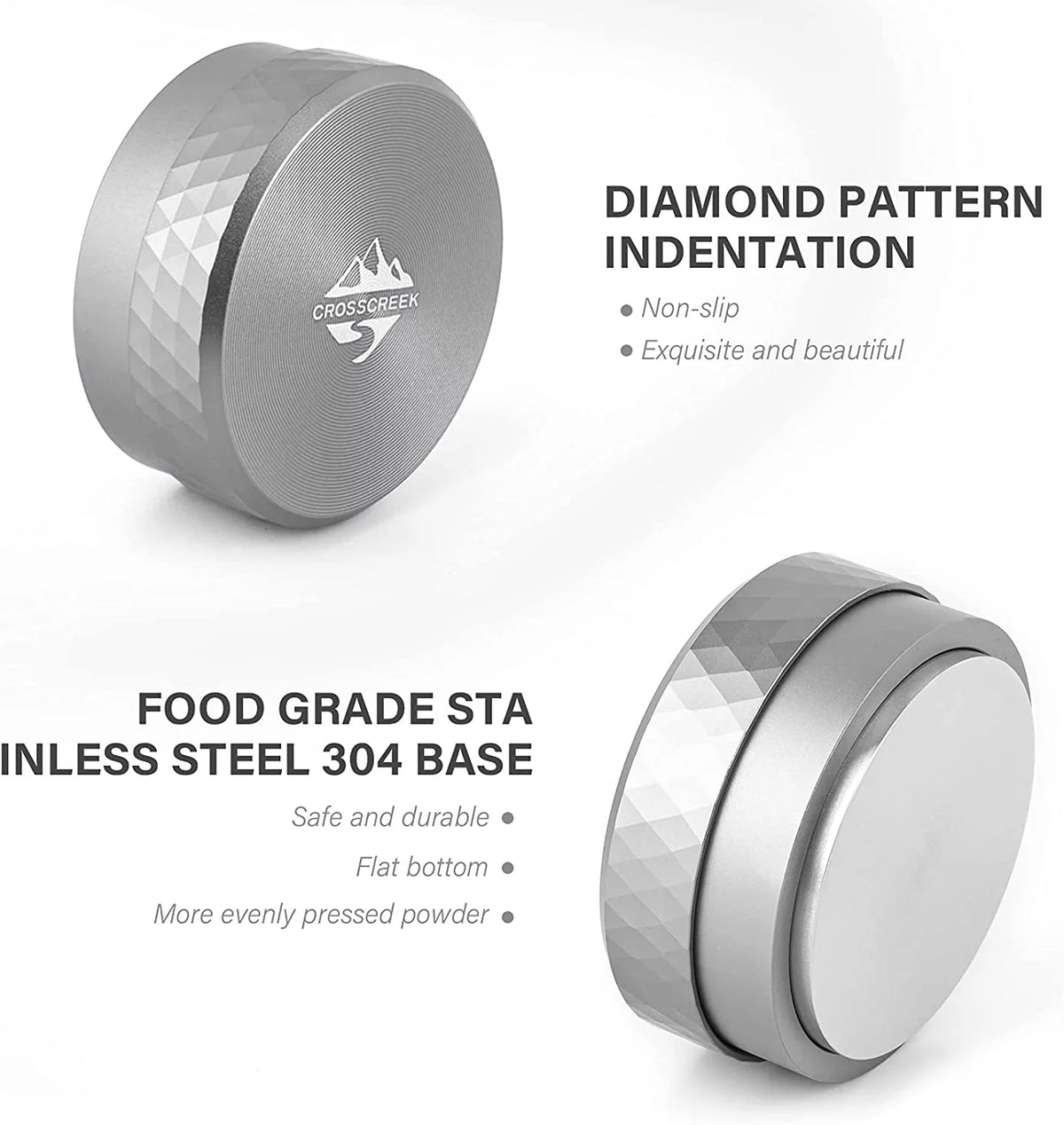58mm Diamond Pattern Stainless Steel Coffee Tamper B526