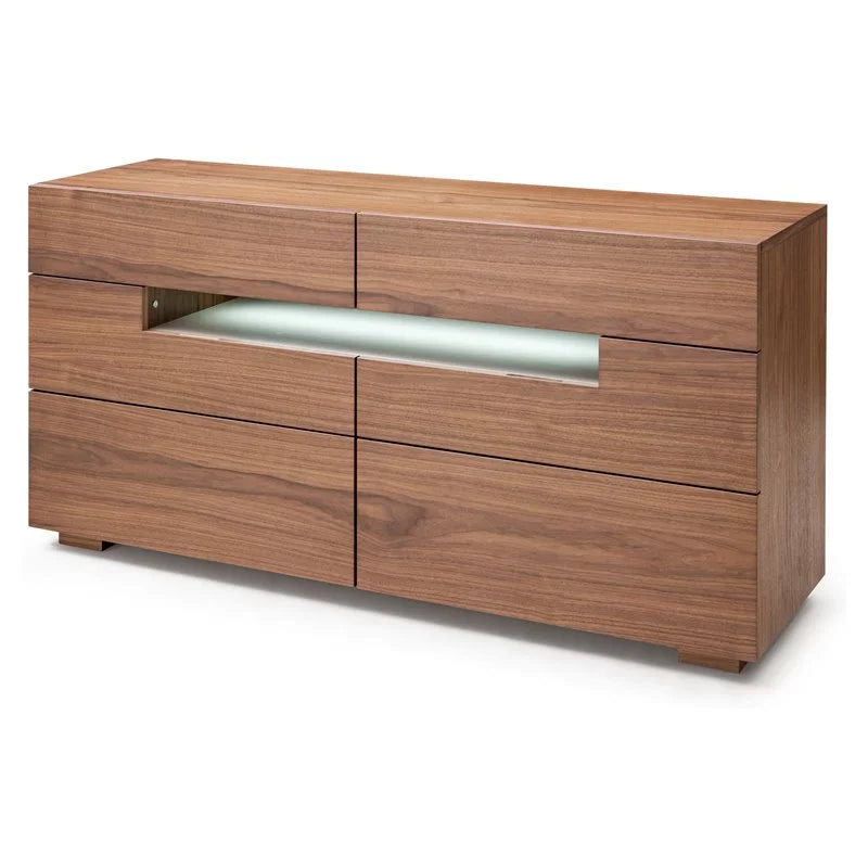 6 Drawer MDF Wood Dresser in Walnut D383128