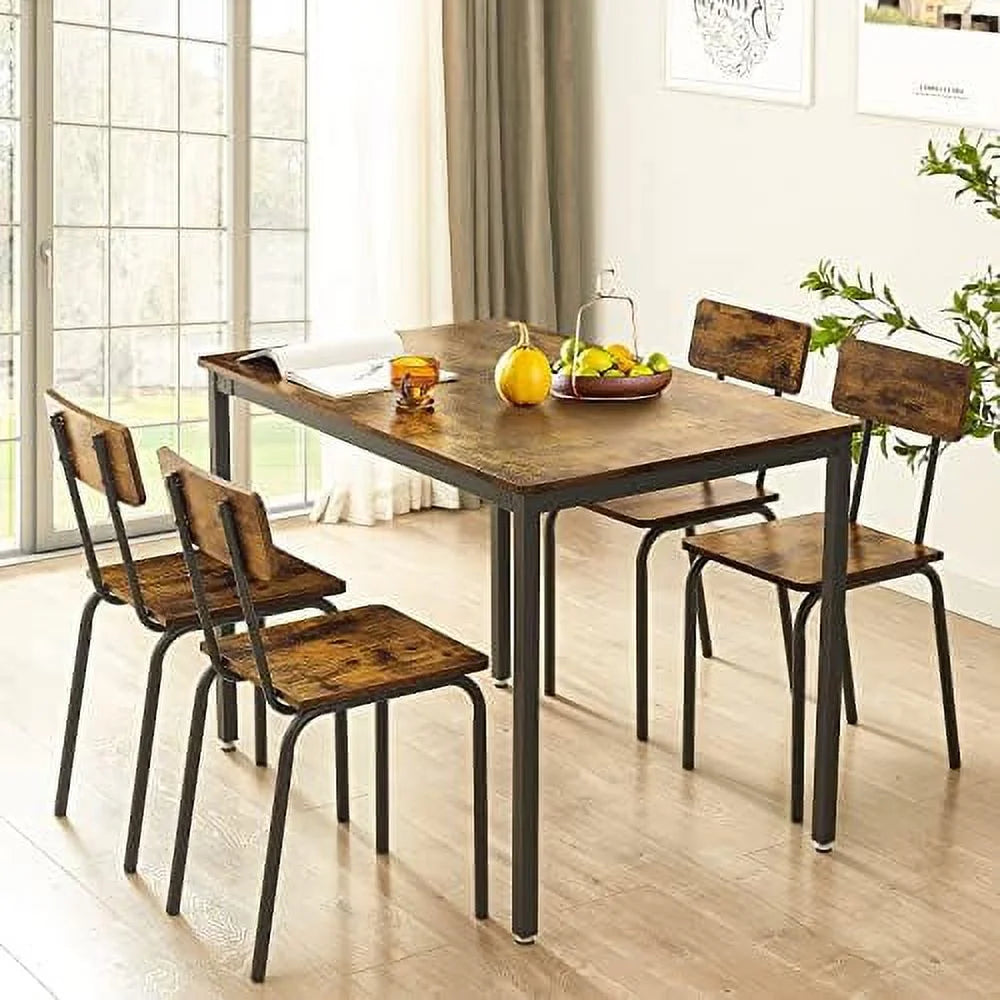 3 Piece Metal and Wood Table and Stools Set X910405