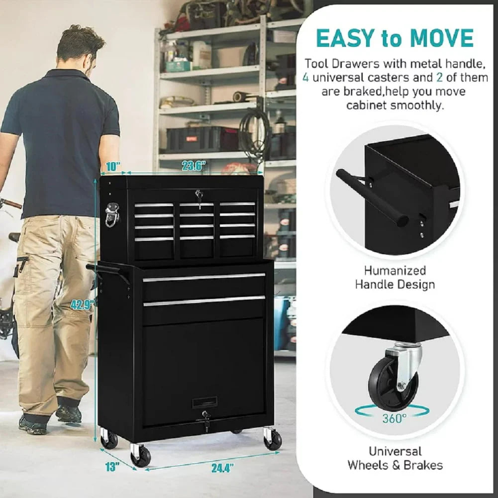 2-IN-1 8-Drawer Rolling Tool Chest & Cabinet P2230