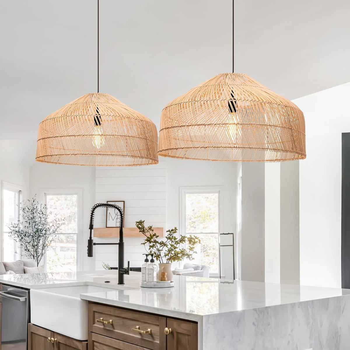 Woven Rattan Pendant Light Chandelier Ceiling Fixture R750544