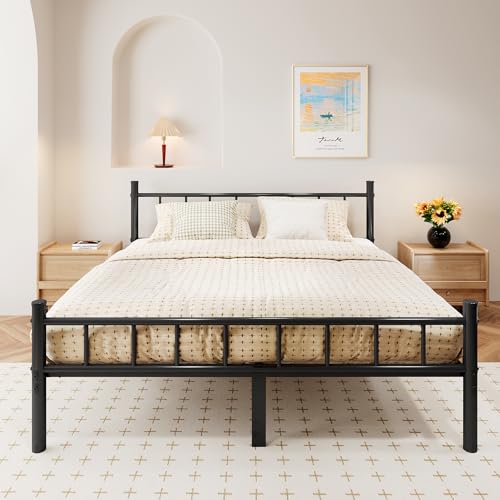 Full Size 14 Inch Metal Bed Frame with Headboard W6650