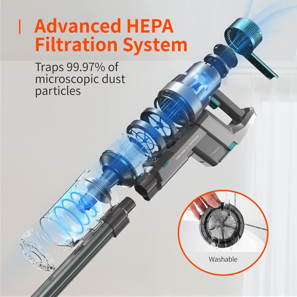 Cordless Vacuum Cleaner, 25KPa Strong Suction, 4 in 1 Stick Vacuum E179