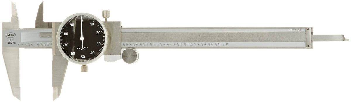 Dial Calipers, 6x22 Range, 0.001x22 Graduations, Black Face Dial I258119