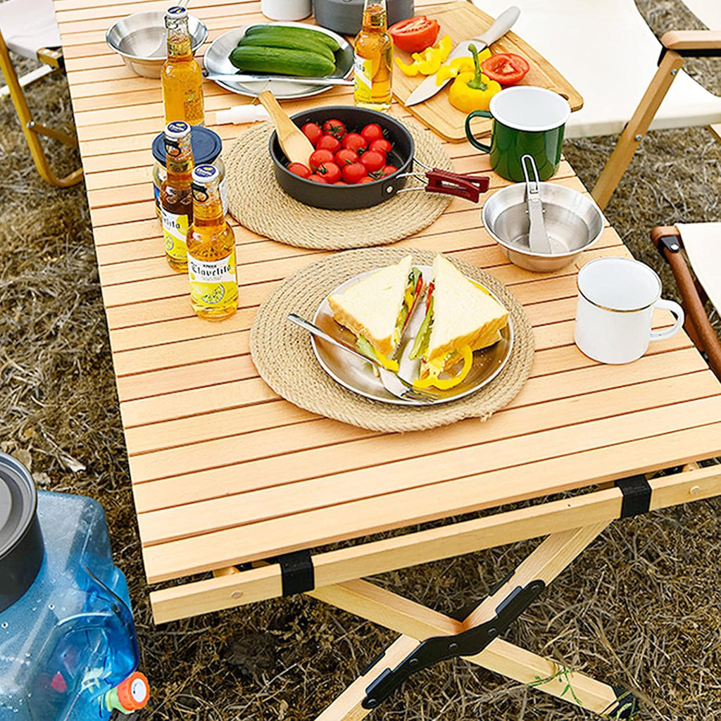 4ft Portable Folding Wood Picnic Table with Carry Bag V839577