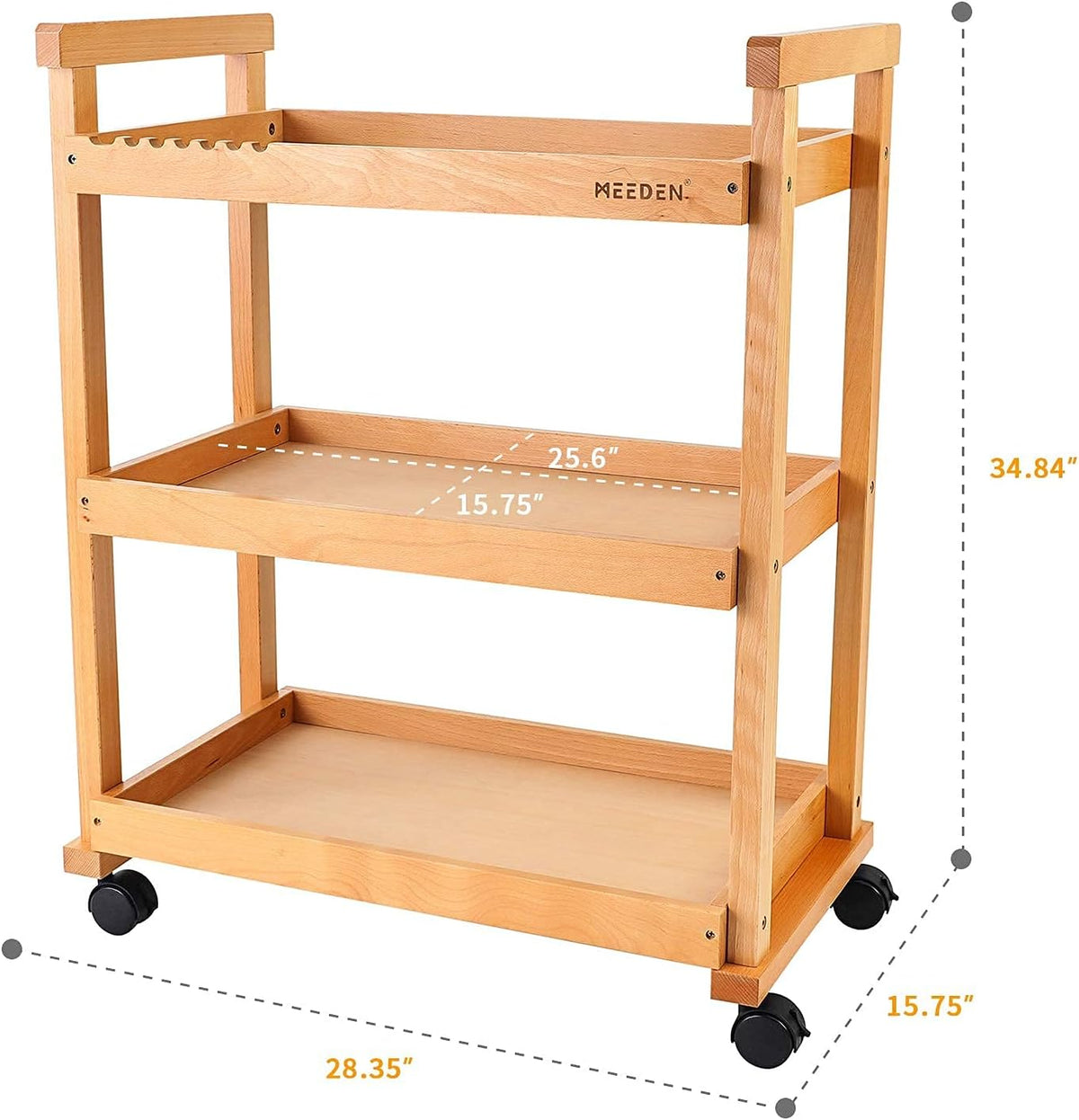 3-Tier Rolling Beechwood Art Cart Storage Organizer M547