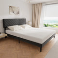 Grey Upholstered Queen Size Platform Bed Frame with Adjustable Headboard X15437