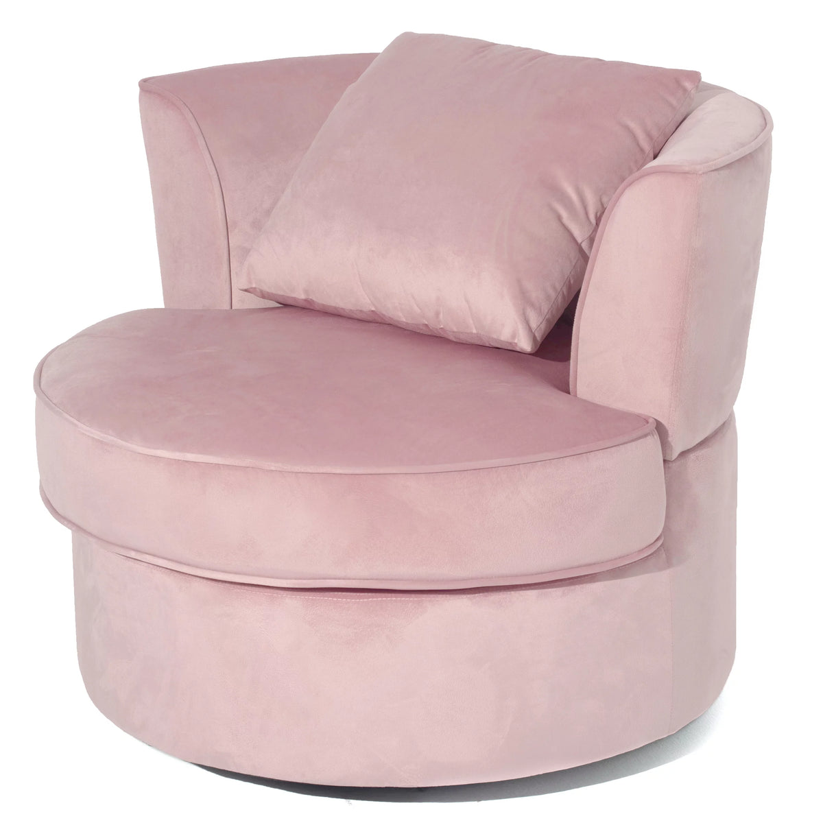 Pink Velvet Swivel Barrel Chair with 1 Pillow D4058