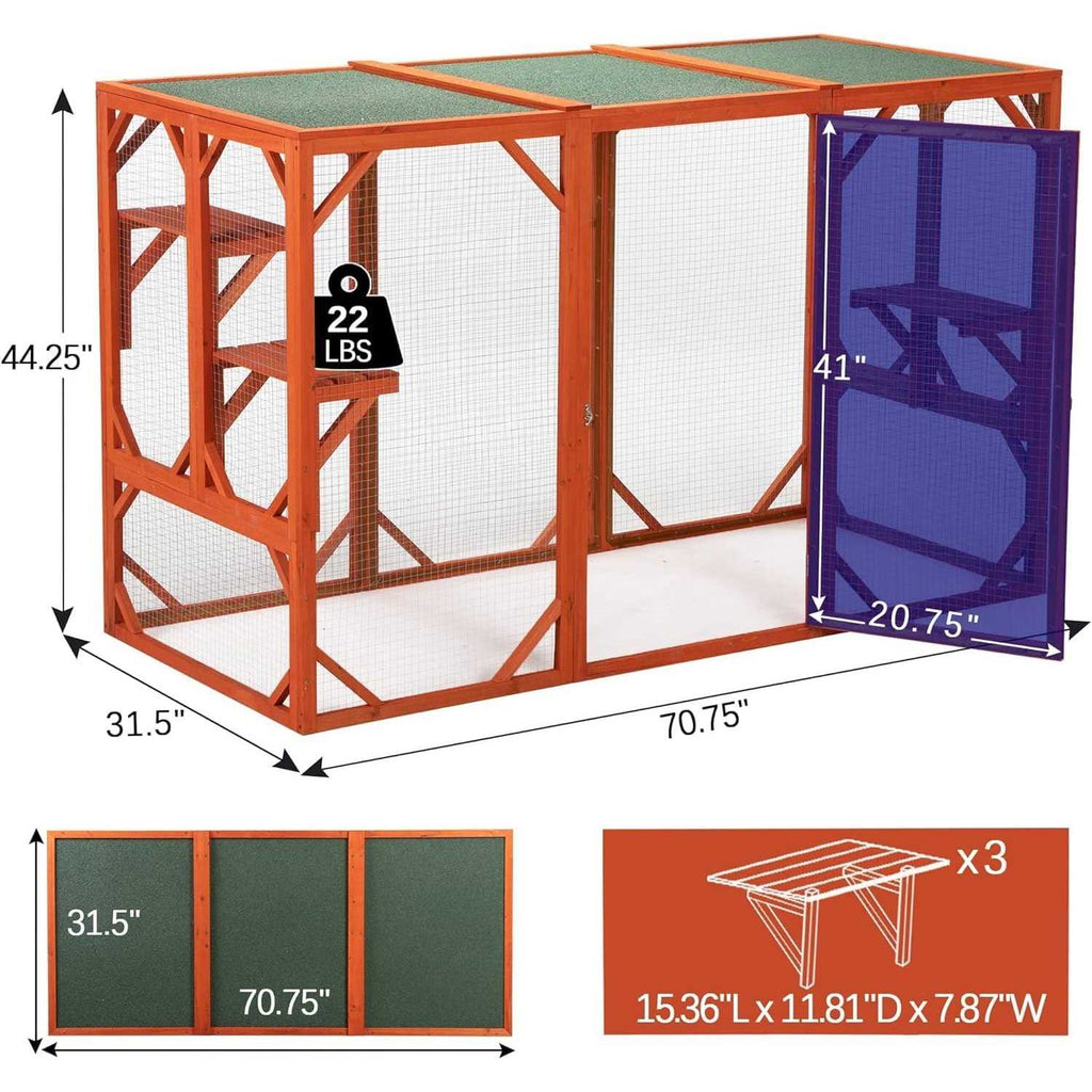 Wooden Weatherproof Outdoor Cat Enclosure J5160