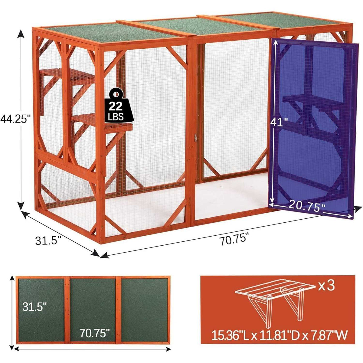 Wooden Weatherproof Outdoor Cat Enclosure J5160
