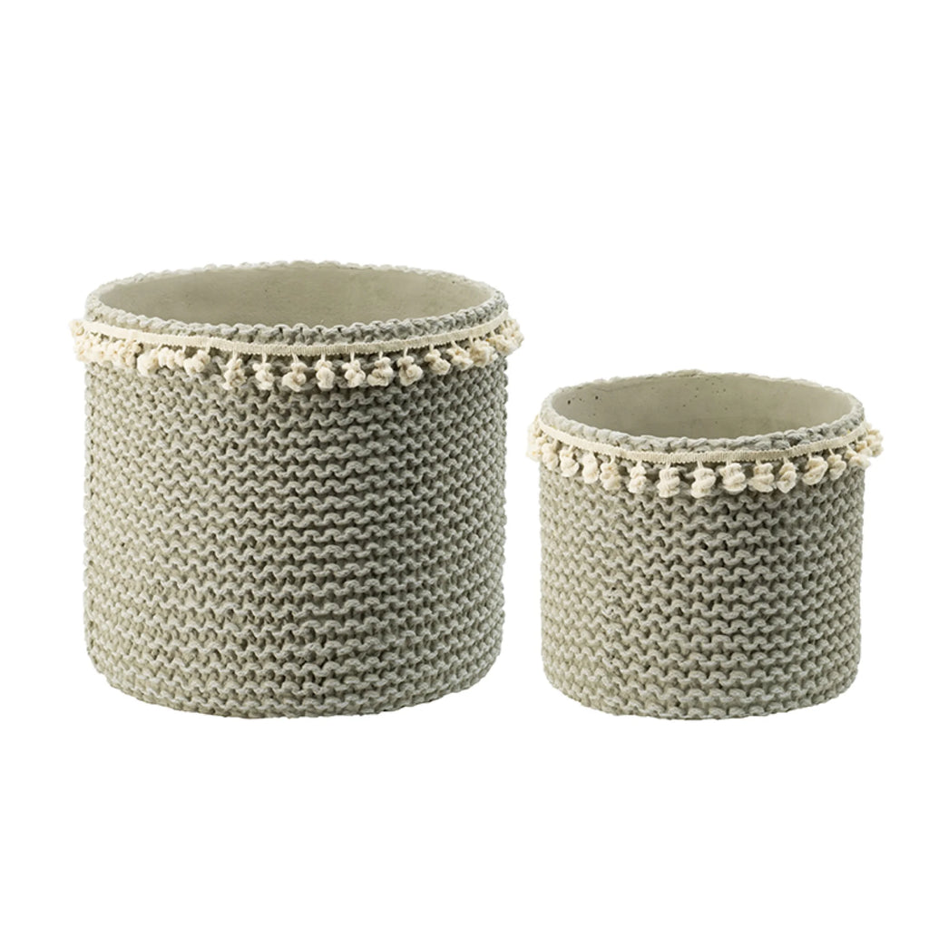 Large Round Basket Planters with Tassel - 13.75" - 2ct C4123