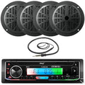 Single DIN Bluetooth Marine Stereo Receiver with 2 Pairs of 5.25'' Waterproof Marine Speakers H712