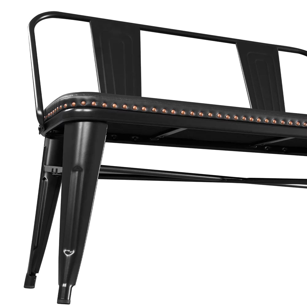 Black Metal Dining Bench with Upholstered Seat N894898
