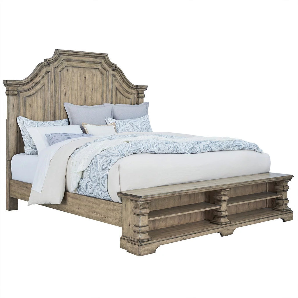 King Wood Panel Storage Bed in Honey Brown L558