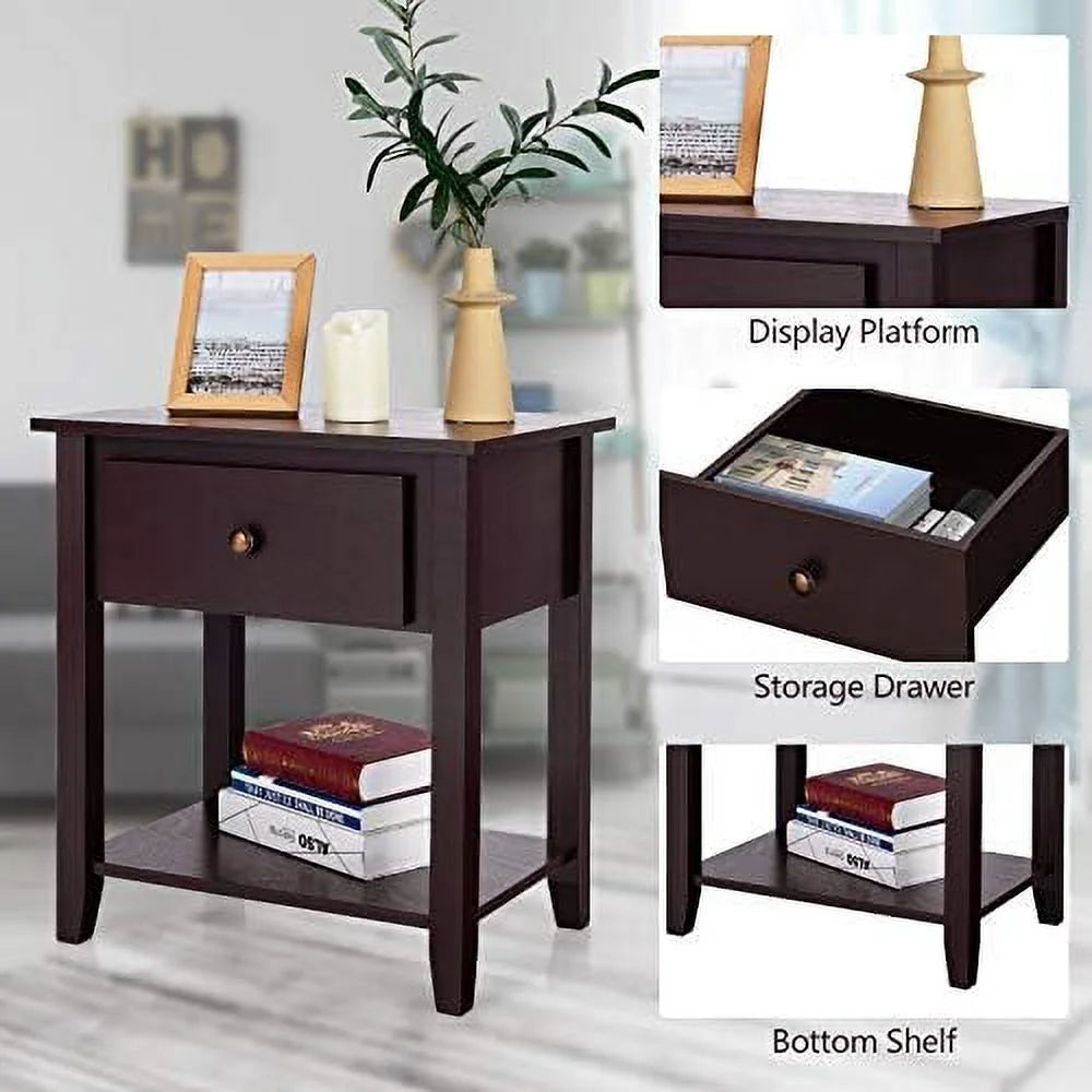 End Table with Drawer and Solid Wood Legs D98393