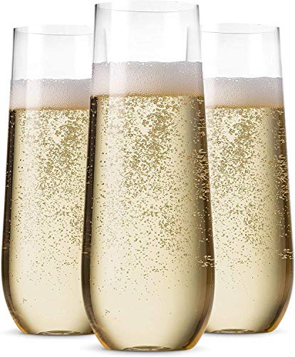48 Pack 9 Oz Clear Stemless Plastic Champagne Flutes Z834