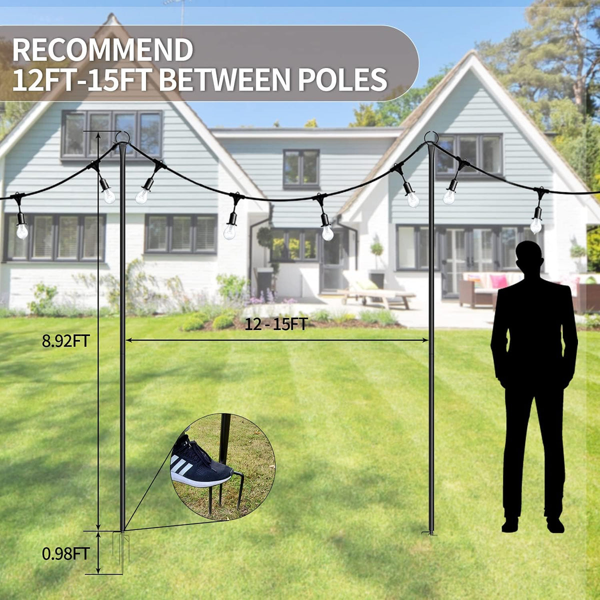 String Light Poles with Hooks 2PCS M850