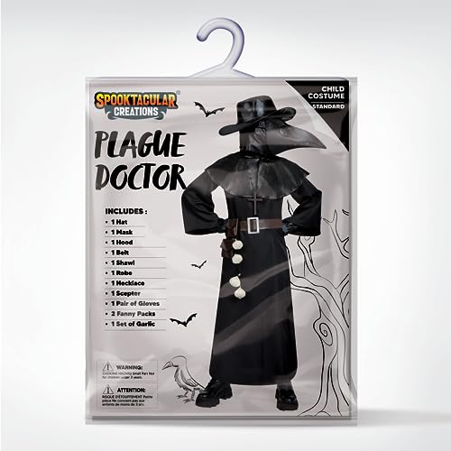 Black Plague Doctor Costume Set 10 in 1 Kids X-Large J96164