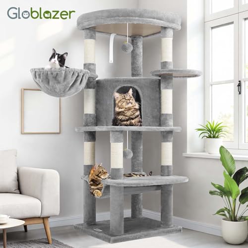 Beige 66inch Corner Cat Tree with 6 Scratching Posts F847