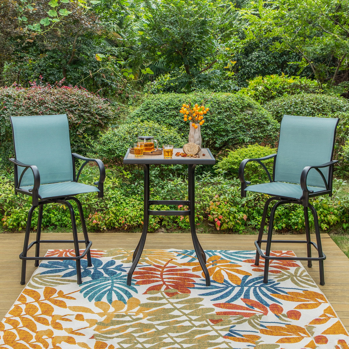40" Black Patio Bar Table with Metal Frame S2034