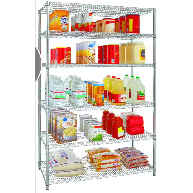 6-Tier Heavy Duty Steel Wire Shelving Unit Chrome S716