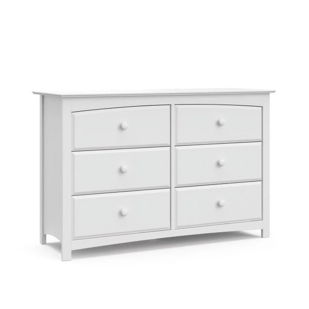 White 6 Drawer Double Dresser W706