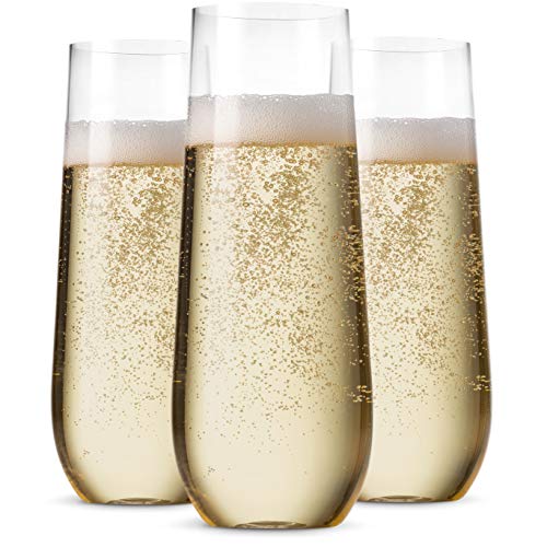 48 Pack 9 Oz Clear Stemless Plastic Champagne Flutes Z834