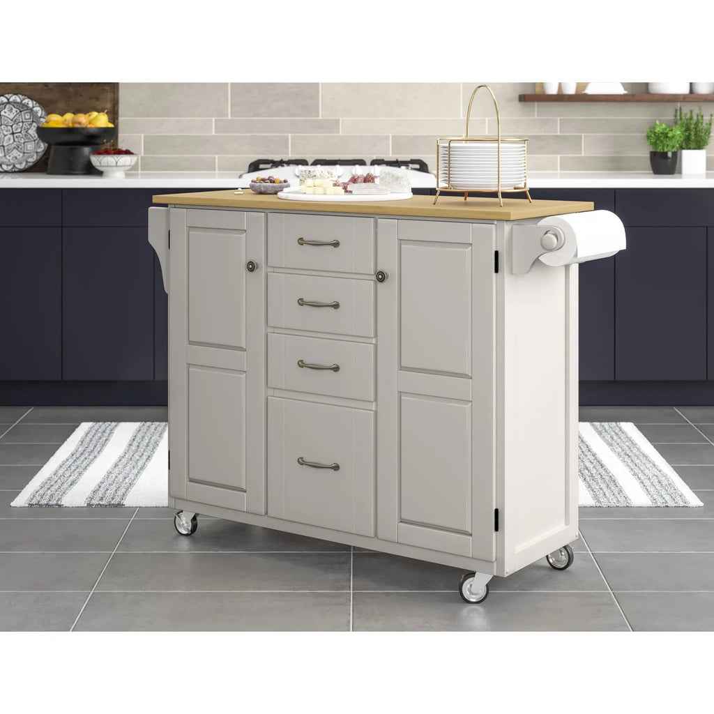 Off White Wood Rolling Kitchen Cart D453620