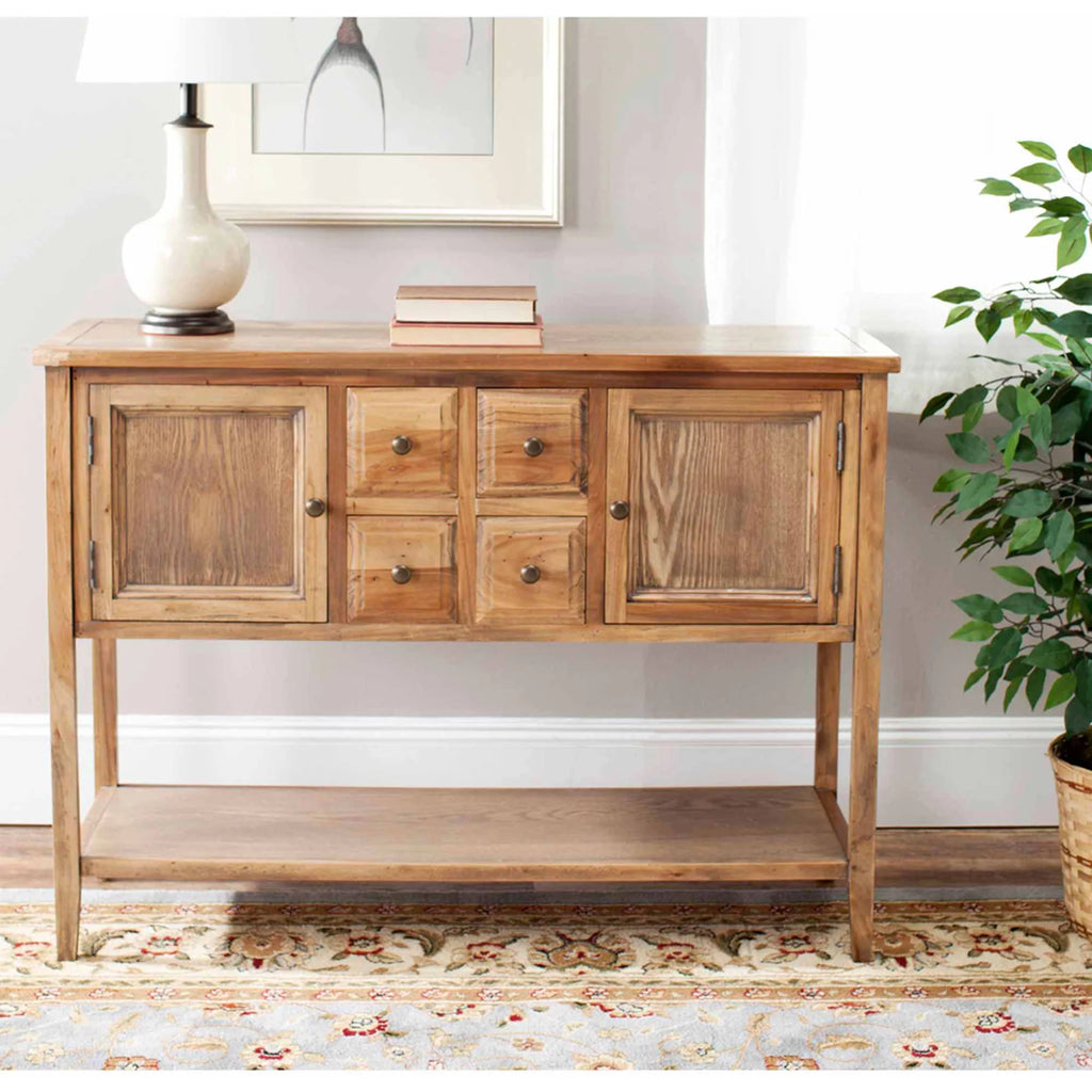 Oak Storage Sideboard with 2 Cabinets & 4 Drawers L9875