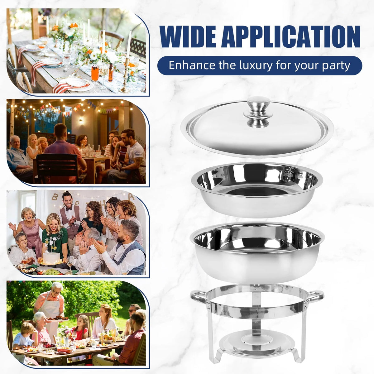5Qt 4-Pack Stainless Steel Chafing Dish Buffet Set L588