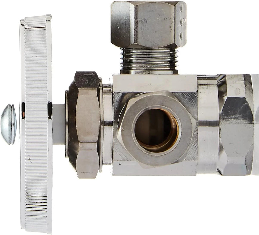 Chrome Dual Outlet Stop With Female Iron Pipe Inlet 1/2-Inch N1947