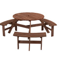 6-Person Circular Wooden Picnic Table with 3 Built-in Benches W282
