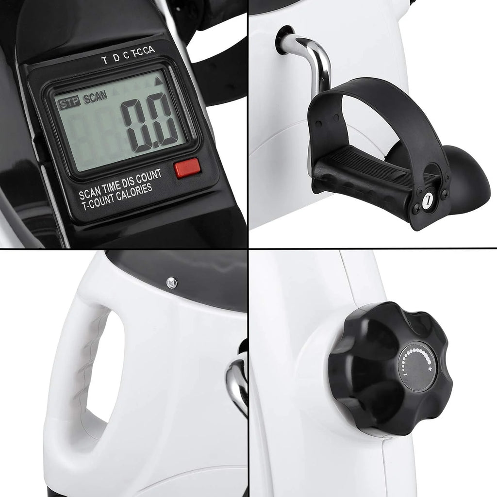 White Portable Under Desk Exercise Bike with LCD Screen O395716