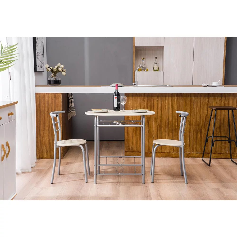 3-Piece Wooden Round Table and Chair Set G504864
