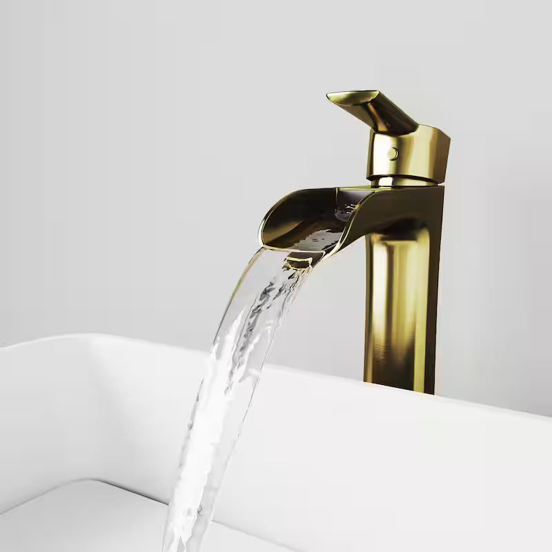 Single Handle Bathroom Vessel Faucet Matte Brushed Gold V1409
