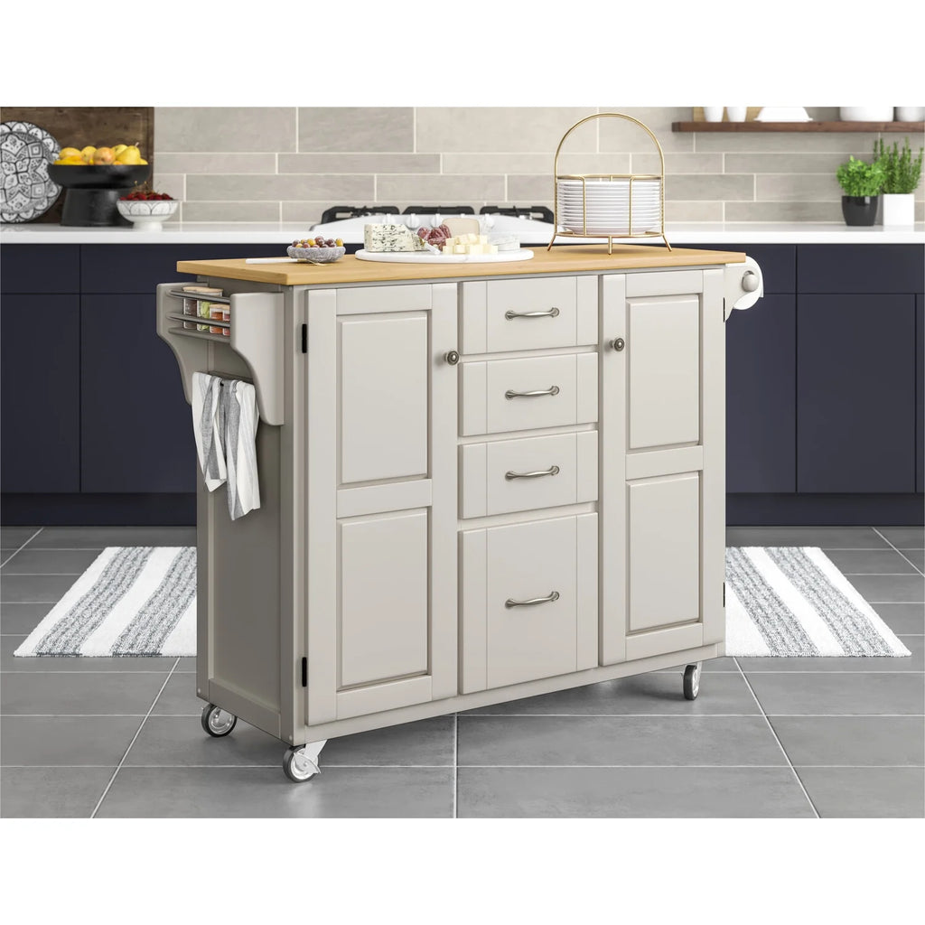 Off White Wood Rolling Kitchen Cart D453620