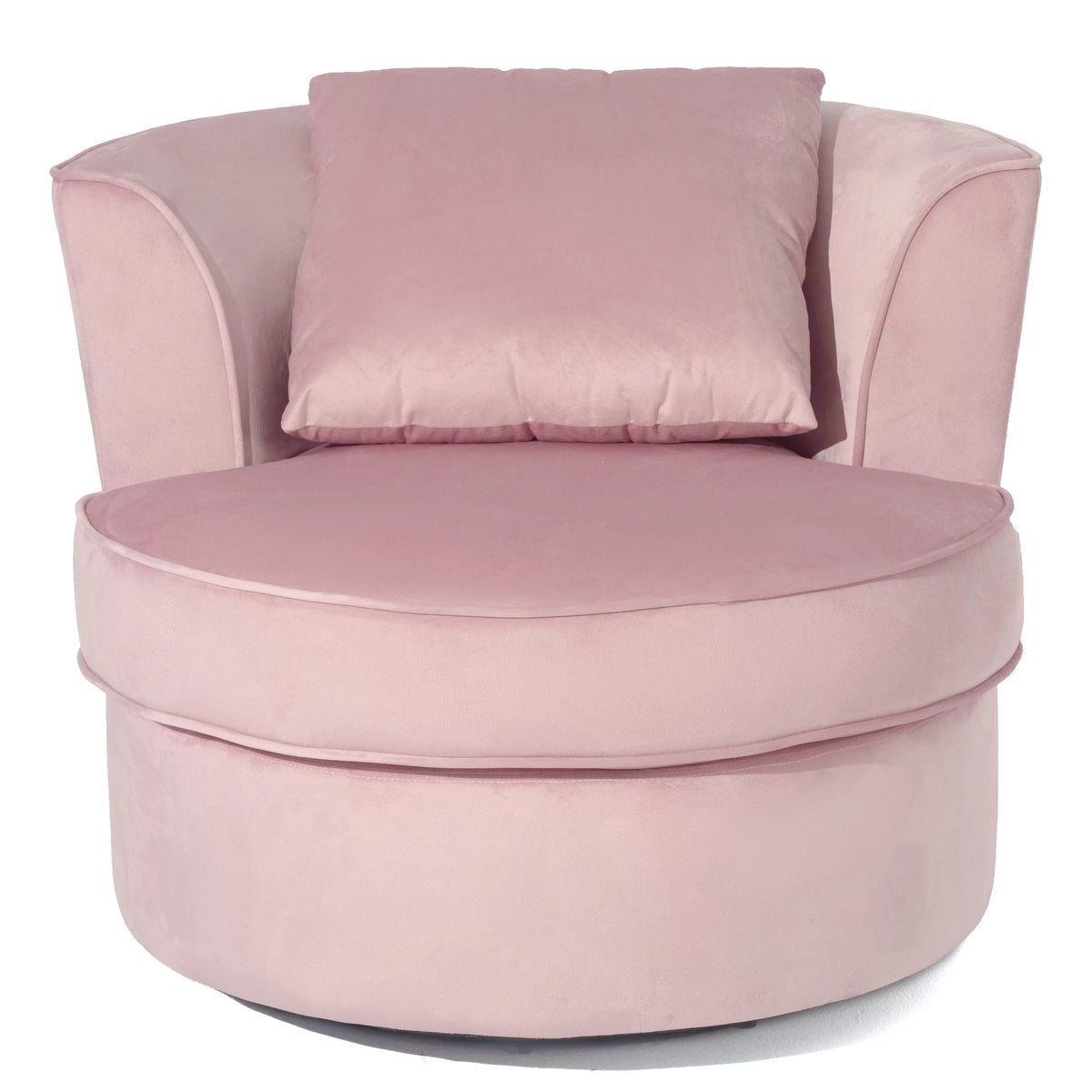 Pink Velvet Swivel Barrel Chair with 1 Pillow D4058