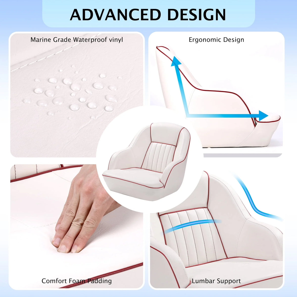 White Navy Blue Boat Seat V147418
