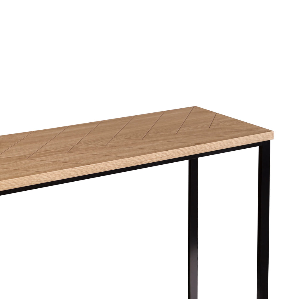 Coastal Modern Console Table Natural Wood Top with Black Metal Legs S520