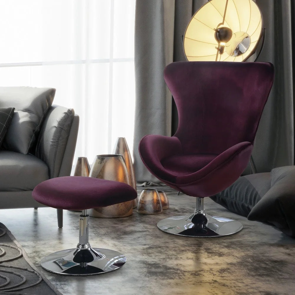 Modern Fabric 2-piece Accent Chair and Ottoman Set R58168
