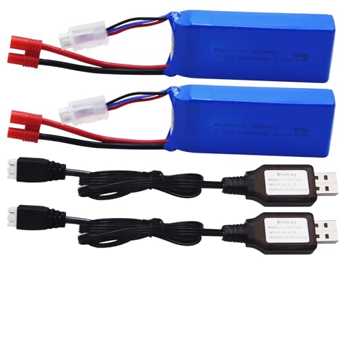 2 Pack 7.4V 2000mAh Lipo Battery and Charger Cable E169246