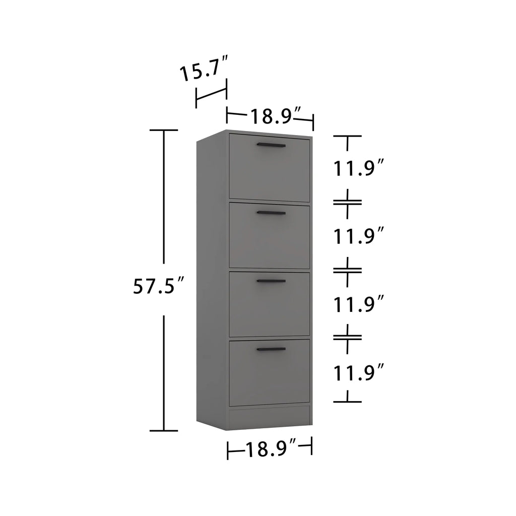 4 Drawer Wood Lateral Filing Cabinet with Lock A2891