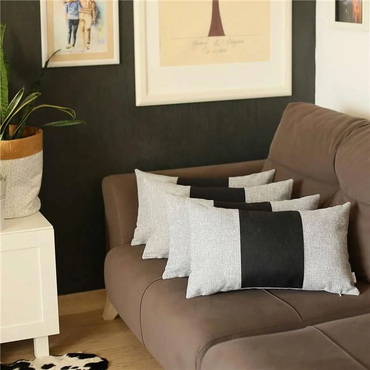 Ivory & Black Lumbar Pillow Covers, Set of 4 X59210