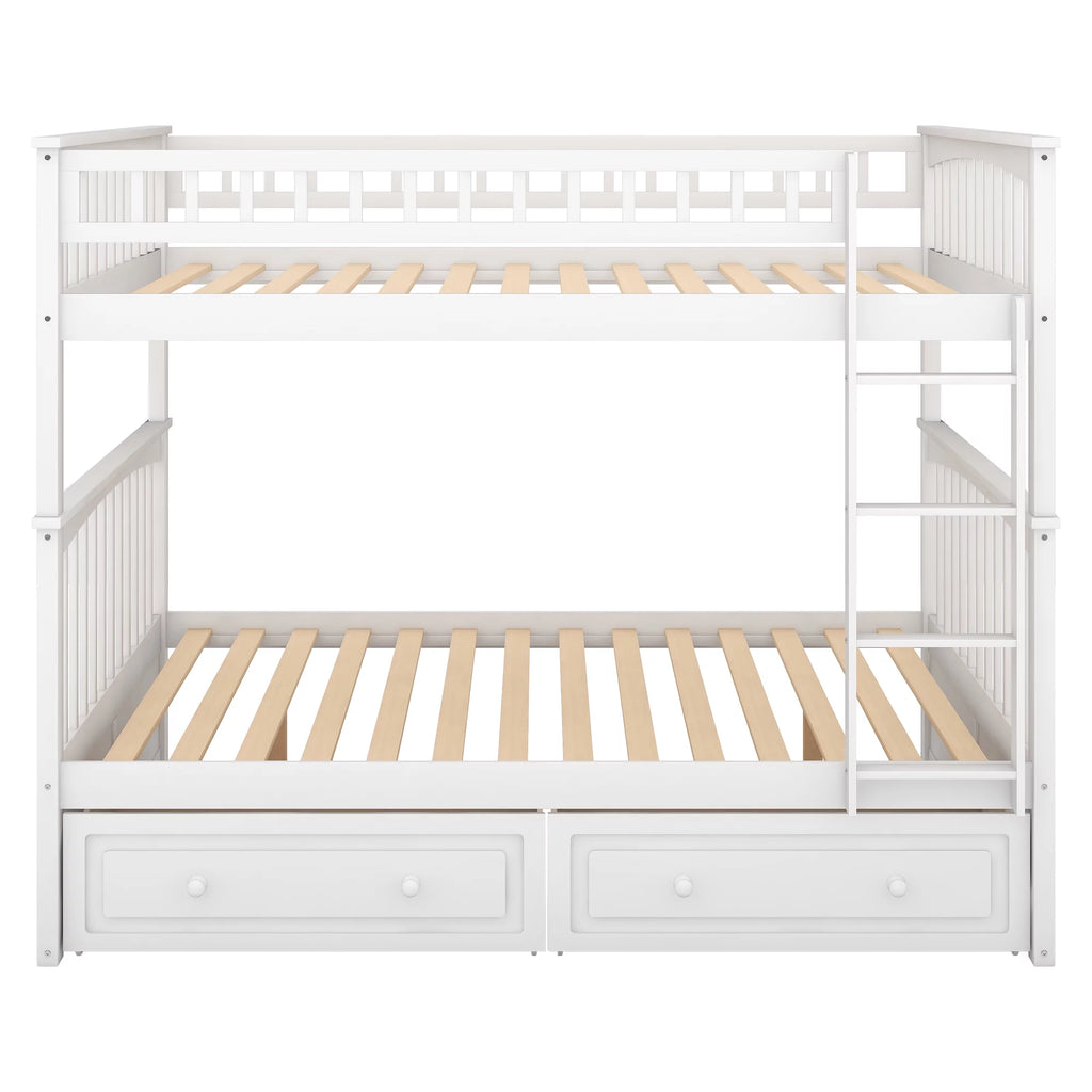 Pine Wood Full-Over-Full Bunk Bed with Storage H437