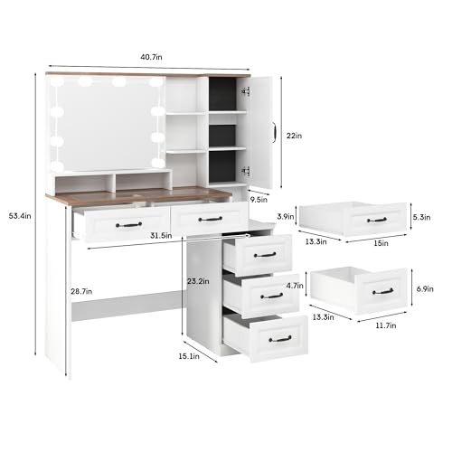 Black Vanity Desk with Mirror and Lights E6964