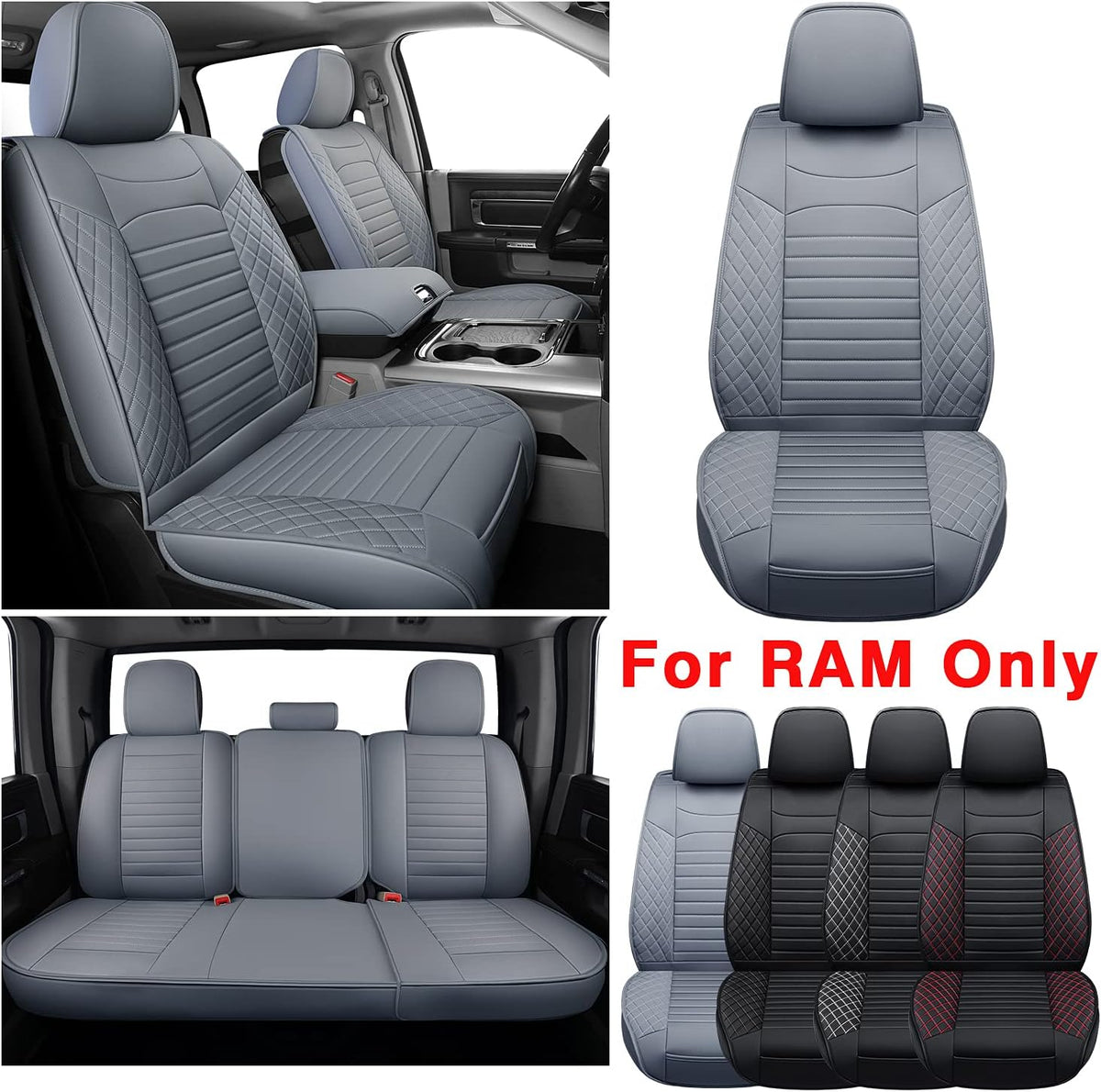 Custom Fit Waterproof Faux Leather Seat Covers Full Set I6641