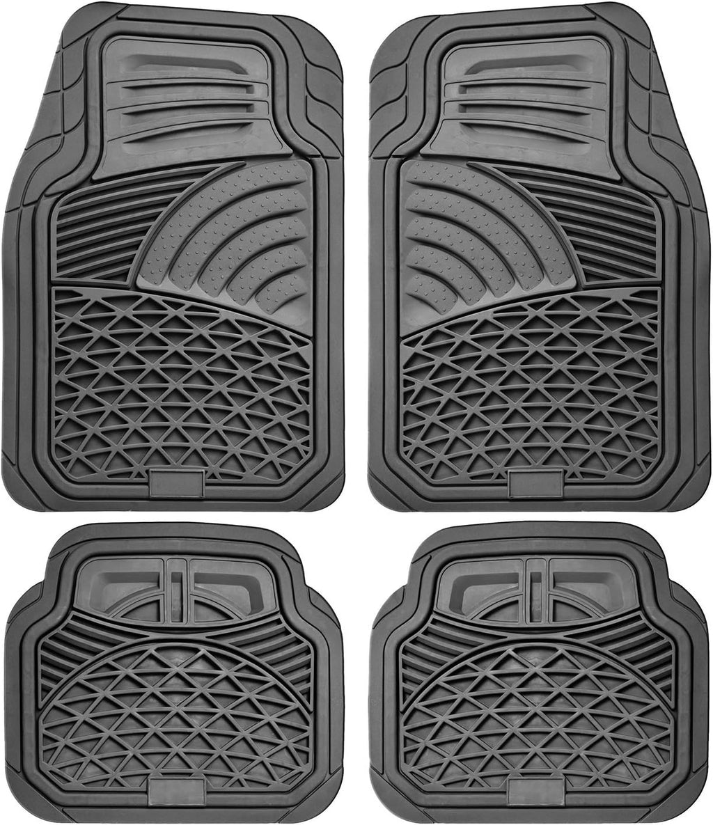 All Weather Heavy Duty Rubber Floor Mats 4 Piece Set Black I1986