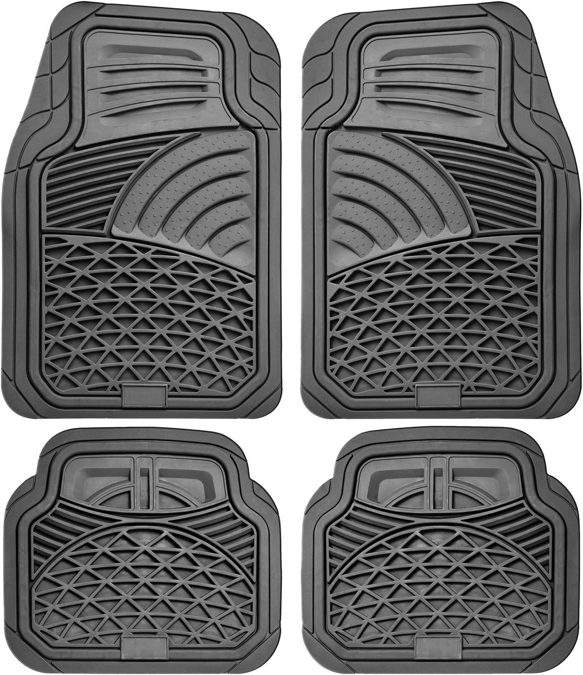 All Weather Heavy Duty Rubber Floor Mats 4 Piece Set Black I1986