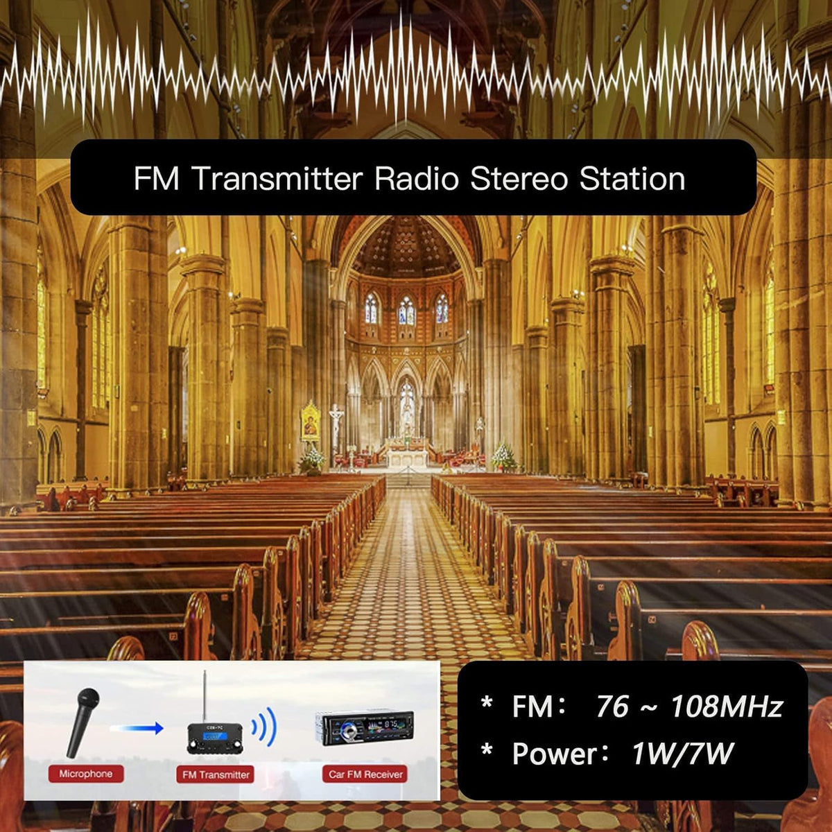1W / 7W FM Transmitter with Mic B7508