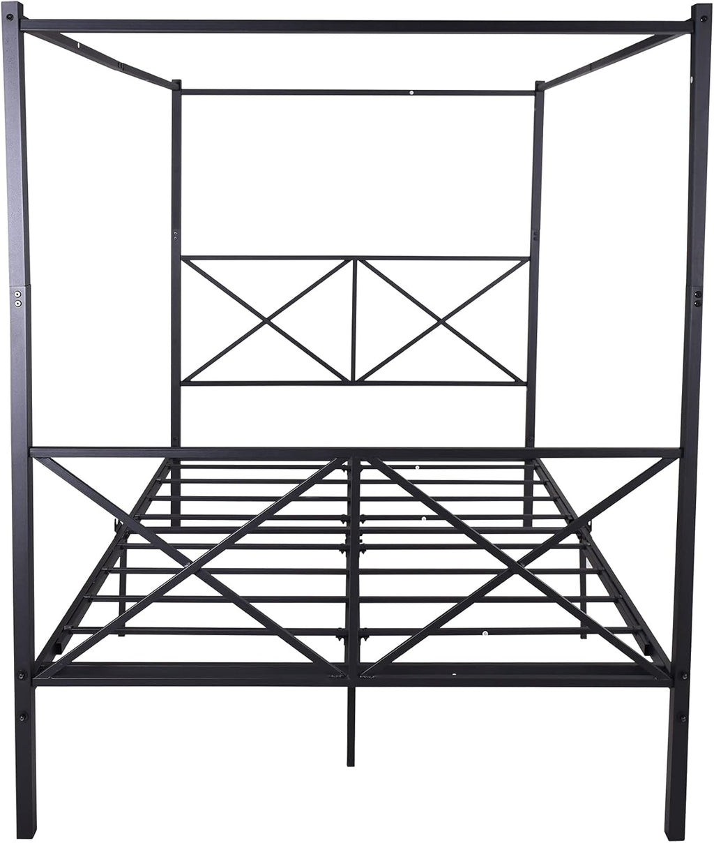Queen Size Black Metal Canopy Bed Frame O2620